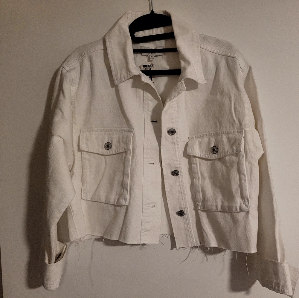 NWT White Denim Jacket M
